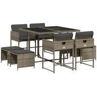 vidaXL Garten-Essgruppe 9-tlg. Grau