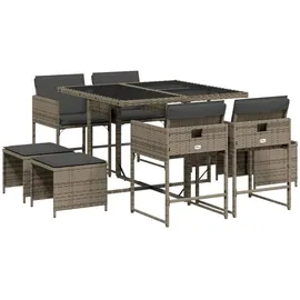 vidaXL Garten-Essgruppe 9-tlg. Grau