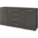 Set One by Musterring Kombikommode "Henderson", grau (graphit), B:160cm H:81cm T:42cm, Holzwerkstoff, SET ONE BY MUSTERRING, Sideboards, Kombikommode, mit 2 Türen und 4 Schubladen inkl. Selbsteinzug und Dämpfung