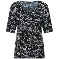 GOLDNER Kurzgröße: Cityshirt mit floralem Design in schwarz weiß, gemustert, | Gr.: 22
