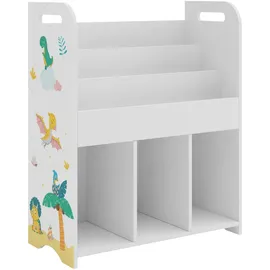 [en.casa] Kinderregal Røyrvik 75 x 62 x 29 cm Spanplatte mehrfarbig Dinosaurier