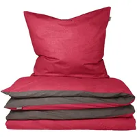 SCHIESSER Doubleface Renforcé rot/anthrazit 135 x 200 cm + 80 x 80 cm
