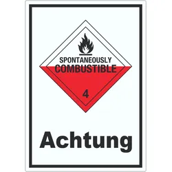 Aufkleber Selbstentzündliche Stoffe Achtung Spotaneously Combustible A9 (37x52mm)