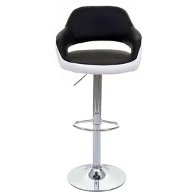 Mendler Barhocker 2er Set drehbar höhenverstellbar Kunstleder schwarz-weiß