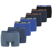 HEAD Herren Boxershorts, 7er Pack - Basic Boxer Trunks ECOM, Cotton Stretch Blau/Schwarz/Orange S