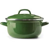 B&K BK Indigo Emaillierte Kasserolle mit Deckel mit PFAS-Freier Keramischer Antihaftbeschichtung, 24 cm/4,2 Liter, Induktion, Spülmaschinenfest,