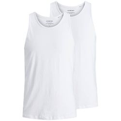 JACK&JONES Herren Tanktop, 2er Pack - JACBASIC TANKTOP, einfarbig, Baumwolle Weiß M