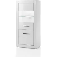 Furn.design Vitrine weiß Hochglanz Glas, Nachbildung, 2 Fächer, 65x142x35