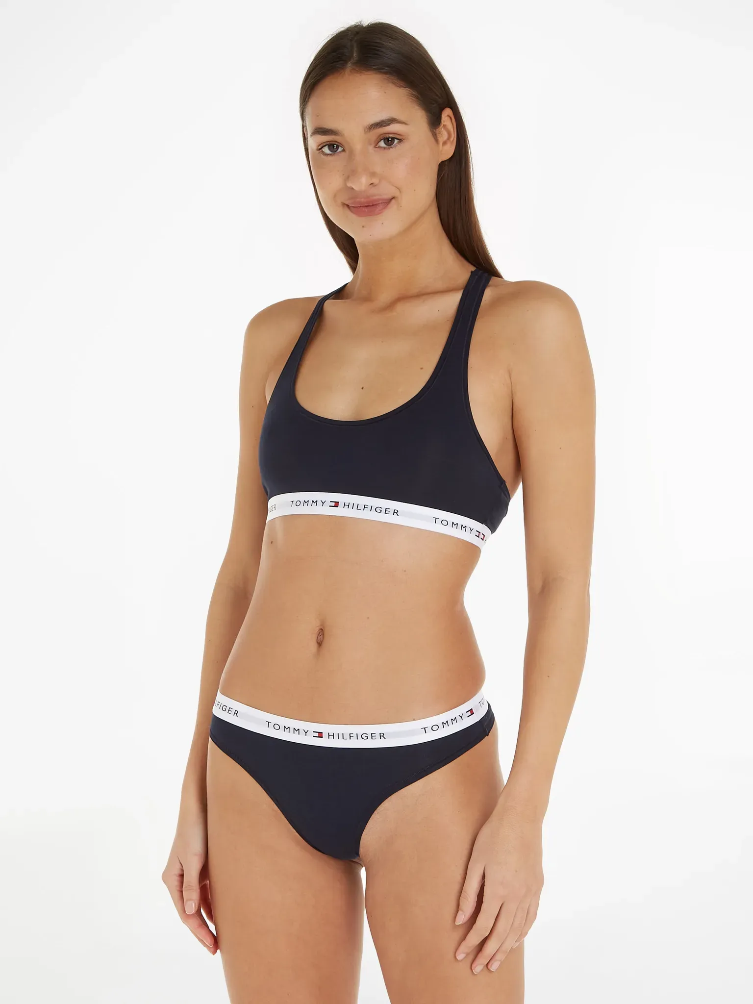 String, Damen, Gr. M (38), blau (desert sky (dunkelblau)), Webqualität, Obermaterial: 53% Baumwolle, 35% Modal, 12% Elasthan, TOMMY HILFIGER UNDERWEAR, unifarben, figurbetont, Unterhosen String, mit Logo auf dem Taillenbund