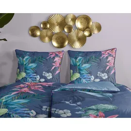 DESCANSO Maee Blume Blau 155 x 220 cm + 2 x 80 x 80 cm