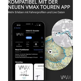 Vmax E-Scooter mit Straßenzulassung mit Blinkern, Elektroroller Max.20km/h, 55km Reichweite - Schwarz