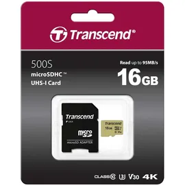 Transcend microSDHC 16GB Class 10 500S UHS-I + SD-Adapter