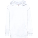 Fruit of the Loom KIDS CLASSIC HOODED SWEAT - Kinder Kapuzen Sweatshirt ohne Kordelzug, weiß, 140