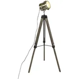 QAZQA - Industrielle Stehlampe aus Holz mit Stativ und Studiostrahler – Braha