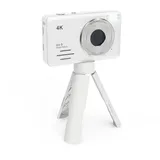 inaepeak 4K 64MP, 7,3 cm LCD Kompakte Kinder-Digitalkamera, 18-facher Digitalzoom Fotokamera mit Halterung, wiederaufladbar, tragbar, All-in-One-Digitalkamera für Kinder/Jugendliche/Anfänger, Weiß
