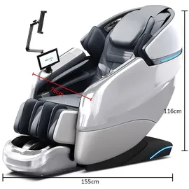 360Home Massagesessel 4D Kunstleder 155 x 116 x 76 cm Weiß mit Heizfunktion