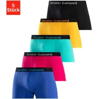 bruno banani Boxer, (Packung, 5 St.), mit Streifen Logo Webbund Bruno Banani blau, pink, mint, gelb, schwarz