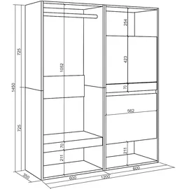 SKRAUT HOME Offener Kleiderschrank 120x35x145 cm Weiß