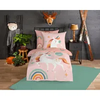 Muller Textil Unidance Einhorn Rosa 135 x 200 cm + 80 x 80 cm