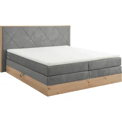 Boxspringbett »Bellevue«, inkl. Bettkasten, wahlweise mit Matratze und Topper, Dunkelgrau Uran 03 dark grey, , 69637423-0 Microvelours   mit Matratze