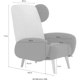 Home Affaire Sessel HOME AFFAIRE "Gox Ohrensessel", grau (grau, beige), B:86cm H:111cm T:100cm, Struktur fein ( 100% Polyester);Samtoptik (100% Polyester), Sessel, Sessel, in außergewöhnlicher stylischer Optik
