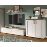 inn.furn Wohnwand Schrankwand weiß Lärche Eiche Artisan, Set 3-tlg. 260 cm), Mirano,