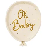 OEM Babyparty-teller, Oh Baby Beige, 17,5x22cm, 6-tlg.