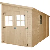 TIMBELA Anbau-Gartenhaus Holz M340+M340G 8 m2 ohne Seitenwand mit Boden