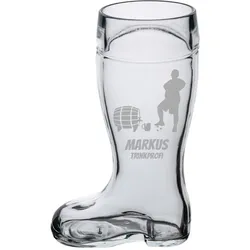 Bierstiefel 0,5l mit Gravur - Spieler mit Bierfass