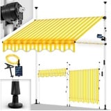 tillvex Klemmmarkise tillvex Balkonmarkise Markise Klemmmarkise Sonnenmarkise Handkurbel gelb 120 cm x 300 cm x 200 cm