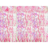 Partydeco Hängedekoration Türvorhang Lametta 100x200cm, Pink Irisierend