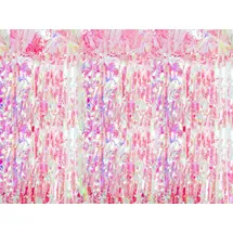 Partydeco Hängedekoration Türvorhang Lametta 100x200cm, Pink Irisierend