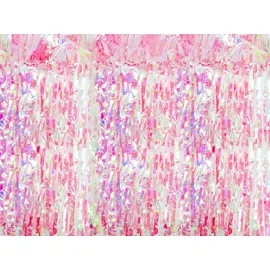 Partydeco Hängedekoration Türvorhang Lametta 100x200cm, Pink Irisierend