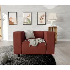 s-style möbel Sessel Gustav Cord 70 x 70 x 70 cm Rot mit Wellenfederung