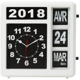 Perel Quadratische Uhr mit Flip-Over-Kalender, ideal für Sehbehinderte und Personen mit Alzheimer oder Demenz, analog, 31 x 31 cm, weiß/schwarz, französische Version