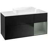 Villeroy & Boch Finion Waschtischunterschrank G711GMPD 120x60,3x50,1cm, Regal rechts Olive Matt Lacquer, Black matt lacquer