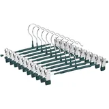 Dünne Hosenbügel, GUANJUNE rutschfeste Hosenbügel mit Verstellbaren Clips, Platzsparende Kleiderbügel für Kleidung, Rock, Jeans, Mantel (Dunkelgrün, 10)