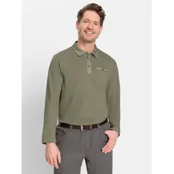 Poloshirt MARCO DONATI "Langarm-Poloshirt", Herren, Gr. 48/50, grün (khaki), 100% Baumwolle, unifarben, Langarm, Shirts