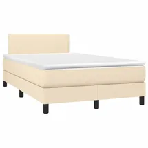 vidaXL Boxspringbett mit Matratze & LED Creme 120x200 cm Stoff