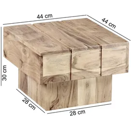 Wohnling Beistelltisch Massivholz akazie 44,0 x 44,0 x 30,0 cm