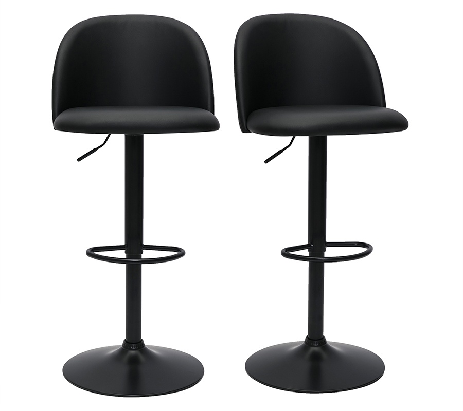 Tabourets de bar réglables polyuréthane noir et métal noir (lot de 2) CELESTE