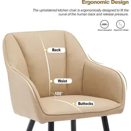 CLIPOP Esszimmerstuhl Kunstleder Beige 2er Set