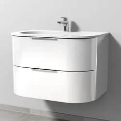 Sanipa 4balance Keramik-Waschtisch + Waschtischunterbau 80 cm mit 2 Auszügen, Griff