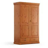 Natur24 Kleiderschrank Kleiderschrank Tuscany Kiefer massiv Natur 2-Türig 132 x 62 x 218cm braun