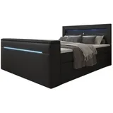 Luxusbetten24 Boxspringbett Repos mit TV Lift, USB und LED H4 (100kg+) - Schwarz