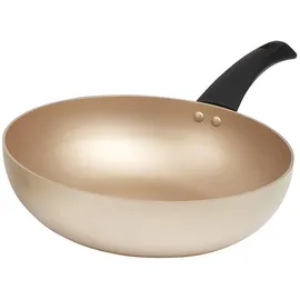 SALTER BW11111EU7 Wokpfanne - Wok-Rührpfanne, Antihaftbeschichtung, stabiler Boden, Tief Bratpfanne, Induktion geeignet, Aluminium, BPA/PFOA-Frei, 10 Jahre Garantie, Olympus Kollection, 28 cm, Gold