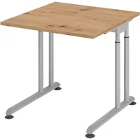 Hammerbacher Hammerbacher, Schreibtisch, Schreibtisch C-Fuss 80x80cm Asteiche/Silber 80 x