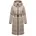 Navahoo Damen Steppmantel lang Wintermantel Parka Jacke wasserabweisend, Kapuze, Teddyfell, Kragen, Gürtel Herbstnebel