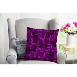 Dekokissen QUEENCE "Farley", lila (lila, bedruckt), B:50cm L:50cm, Obermaterial: 100% Polyester, Dekokissen_Sitzkissen_Kissenhüllen, Kissenhülle,Lila Muster,Pink,Violett,Abstrakt,Geometrisch,Farbenfroh