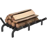 LILIIN Kaminrost Brennholz Kaminholz Gusseisen Holzregal Kamin Holzrost, Kamineinsatz Feuerrost Brennholzhalter mit Stangen für Innenkamine, 42cm, Schwarz